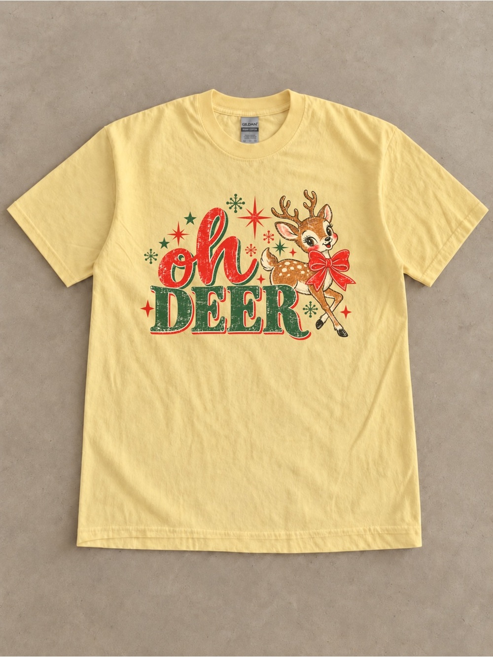 Vintage Oh Deer Christmas Unisex T-shirt Holiday Tee